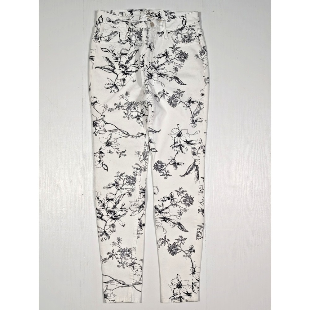 White House Black Market Womens The Skinny Ankle 4 White Floral